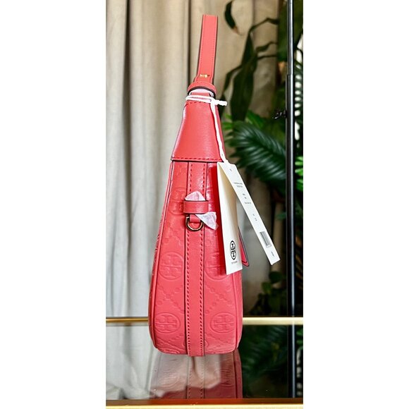 NEW!!!  AUTHENTIC TORY BURCH CORAL CRUSH MONOGRAM CRESENT HANDBAG - Picture 7 of 13